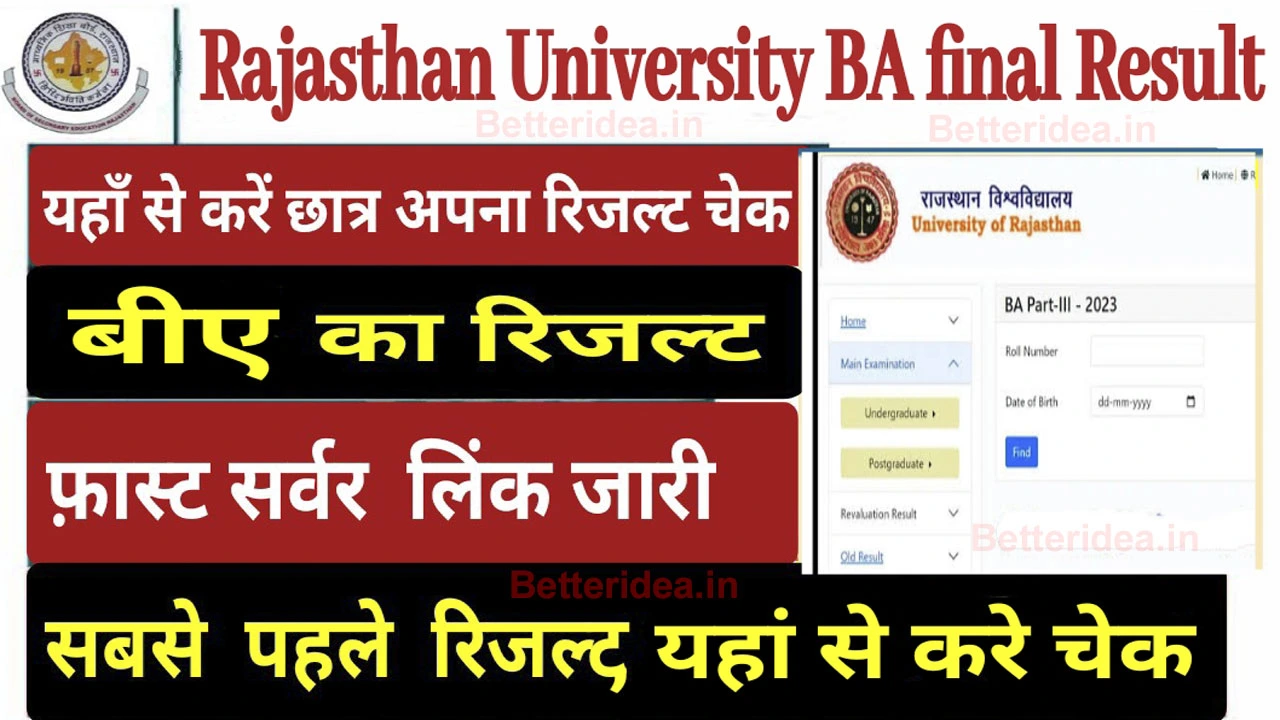 Rajasthan University BA Final Year Result 2024 Name Wise Link | यहां डाउनलोड करें