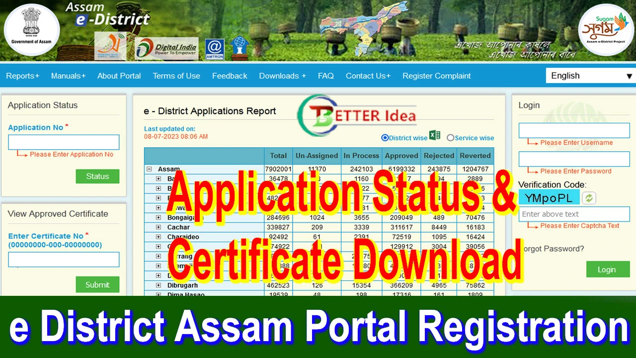 e District Assam Portal Registration 2024: Login | Application Status Check | Certificate Download