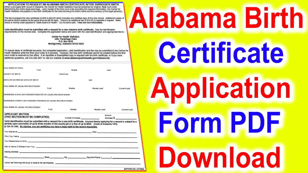 Alabama Birth Certificate Application Form PDF 2024