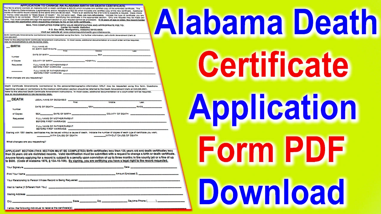 Alabama Death Certificate Application Form PDF 2024