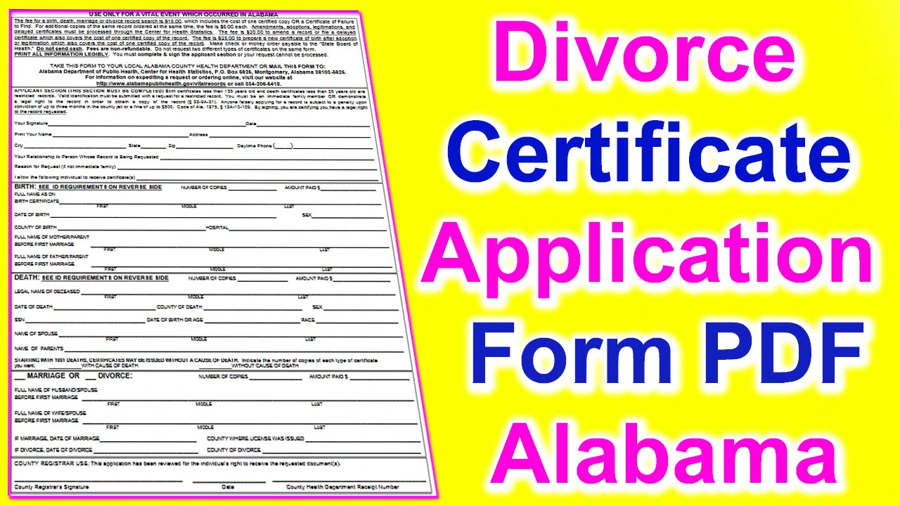 Alabama Divorce Certificate Application Form PDF 2024