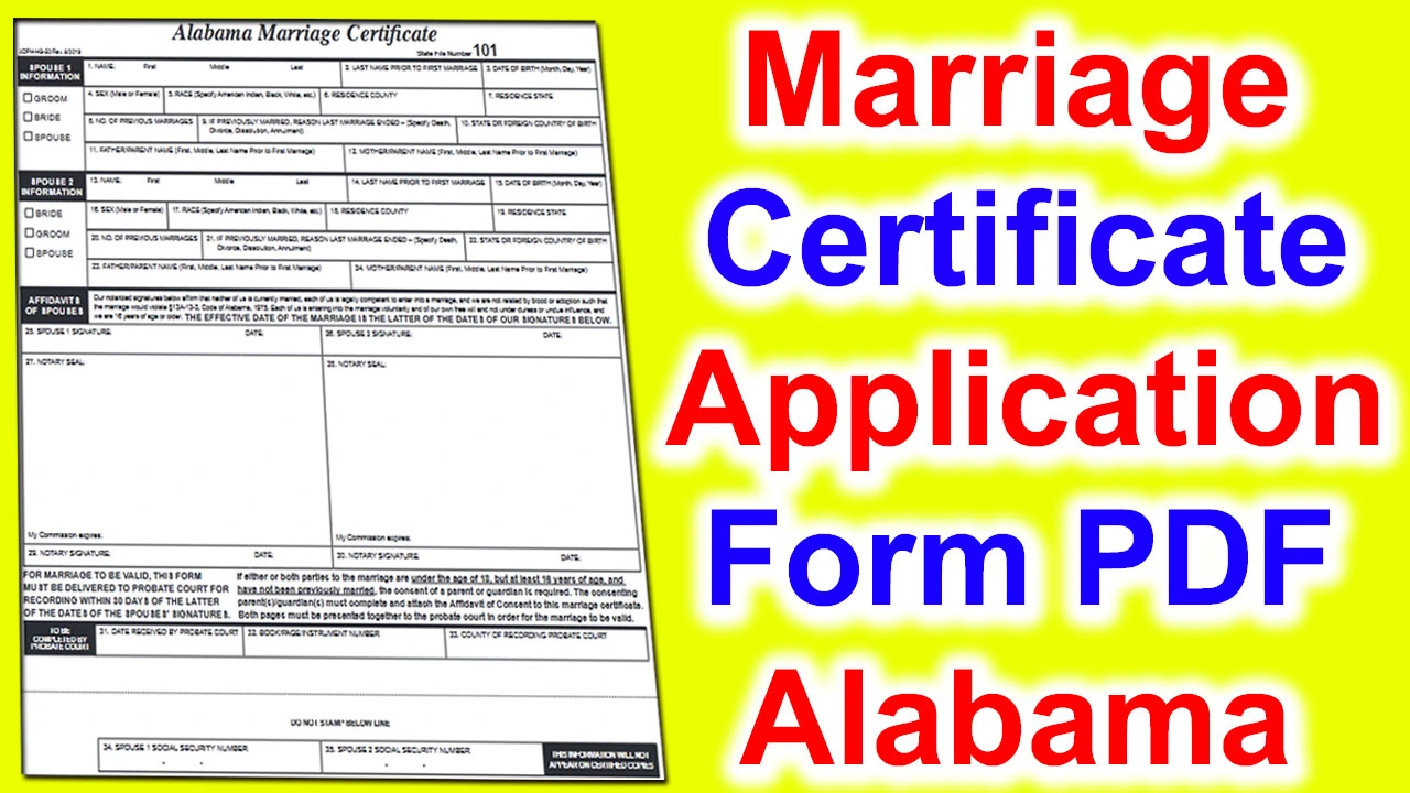 Alabama Marriage Certificate Application Form PDF 2024