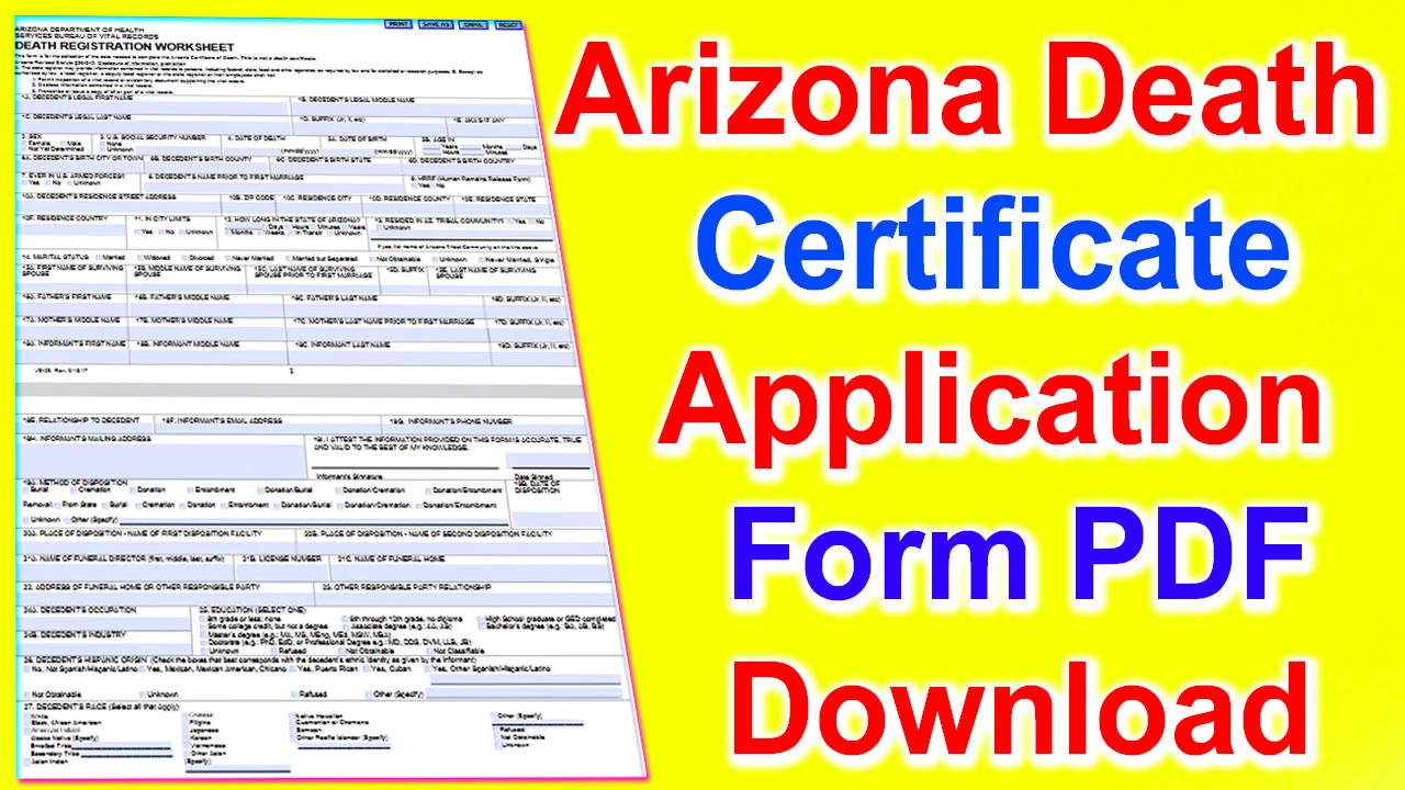 Arizona Death Certificate Application Form PDF 2024