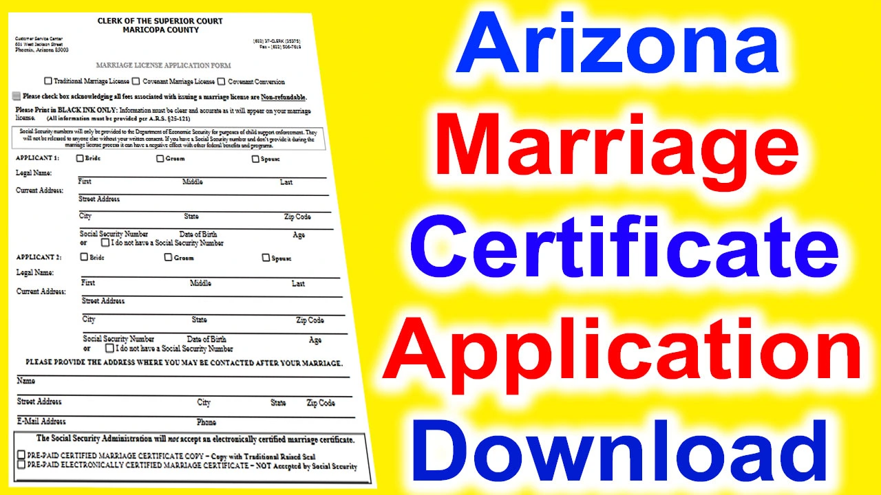 Arizona Marriage Certificate Application Form PDF 2024