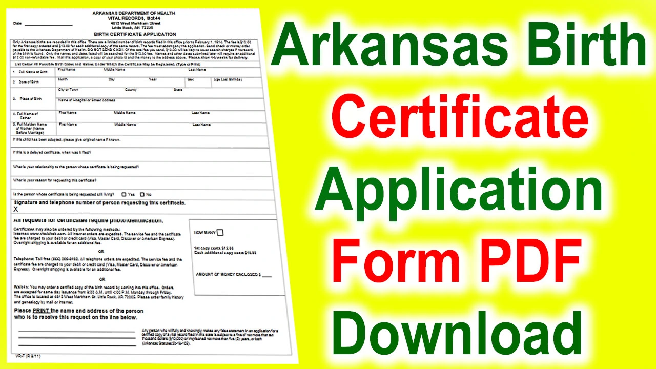Arkansas Birth Certificate Application PDF 2024