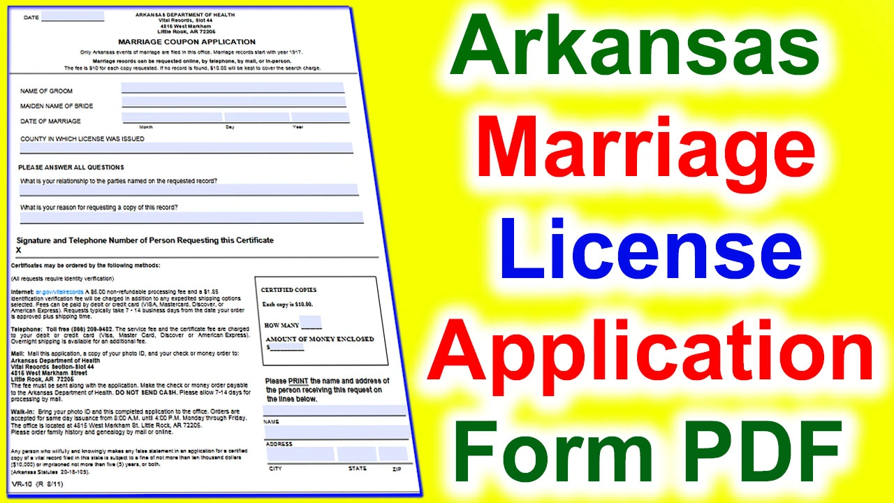 Arkansas Marriage License Application Form PDF 2024