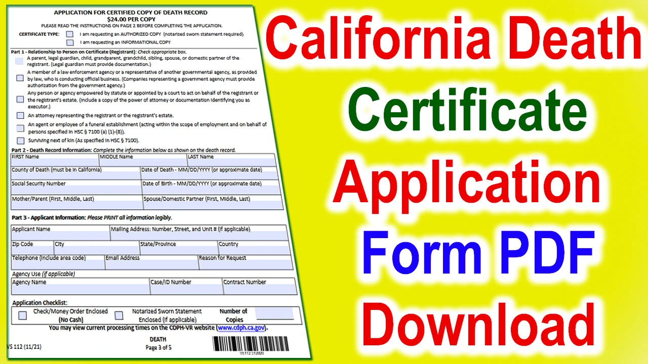California Death Certificate Form PDF Download