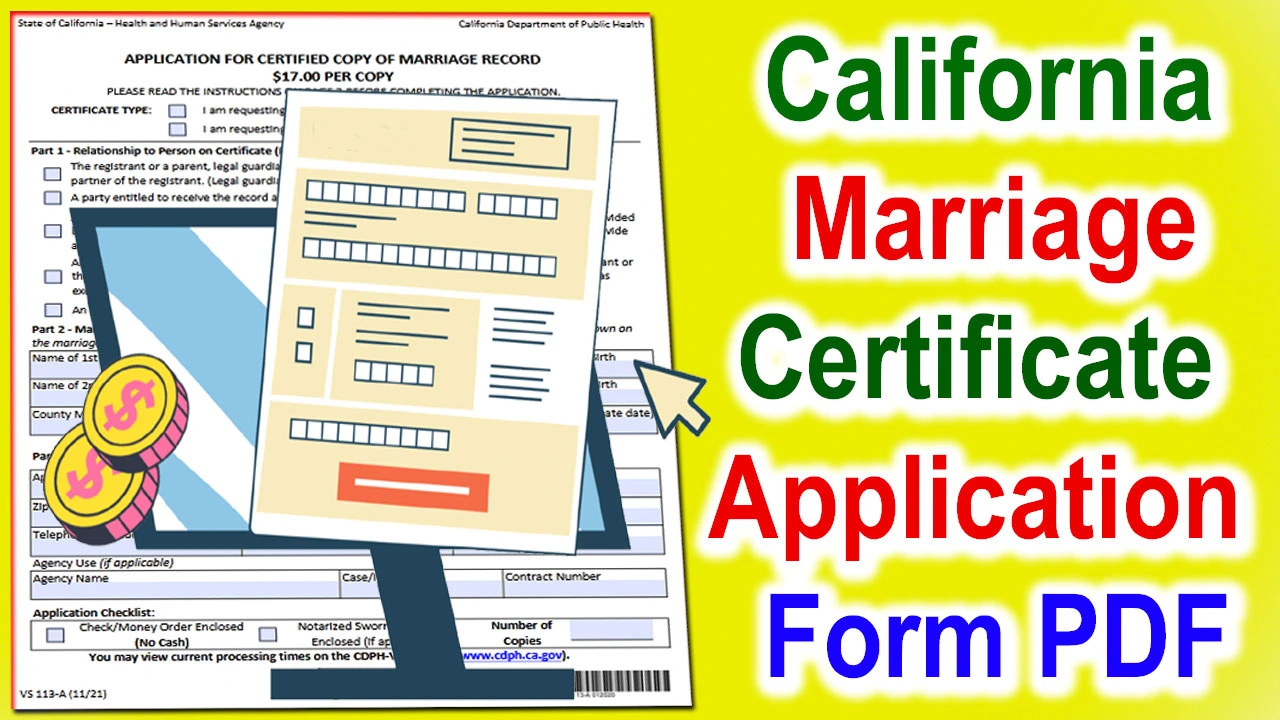 California Marriage Certificate Application Form PDF