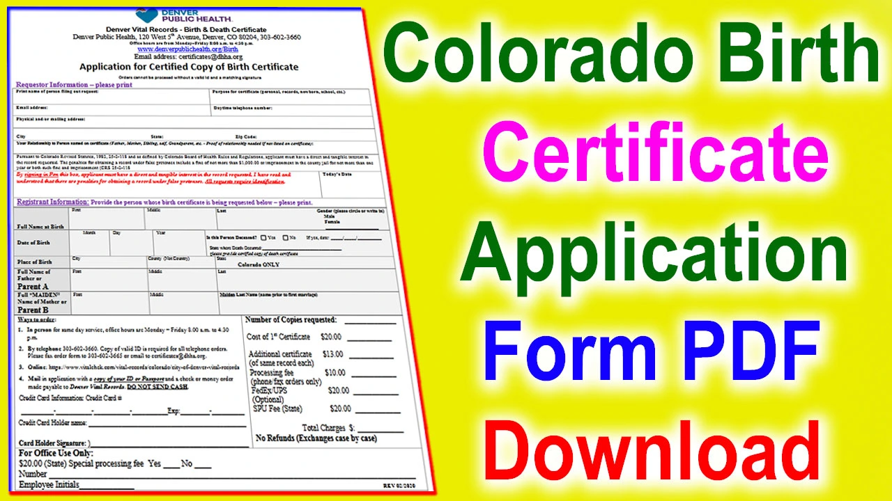 Colorado Birth Certificate Application PDF 2024