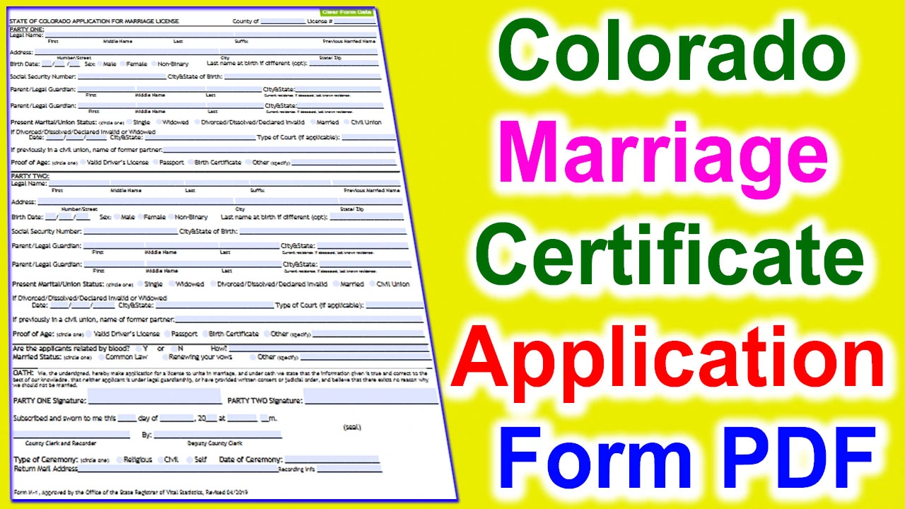 Colorado Marriage Certificate Application Form PDF 2024