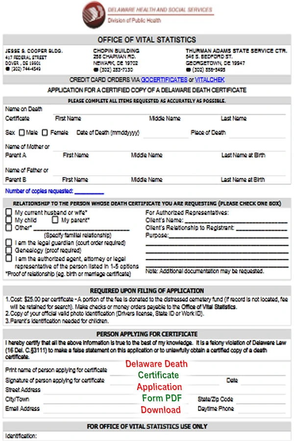 Delaware Death Certificate Application Form PDF, Delaware Death Certificate Application PDF, Delaware Death Certificate Form PDF, Delaware Death Certificate Application Online, delaware birth certificate pdf, how do i get a copy of my birth certificate in delaware, birth certificate Application delaware, How can I get a death certificate in Delaware, Delaware Death Certificate Online Form