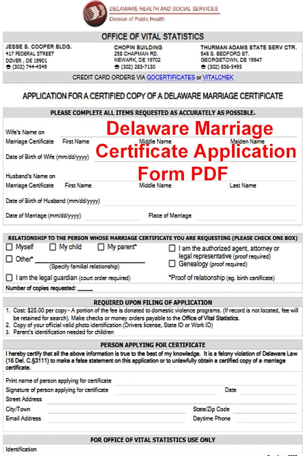 Delaware Marriage Certificate Application Form PDF, Delaware Marriage Certificate Application PDF, Delaware Marriage Certificate Application Form, delaware Marriage certificate online, how do i get a copy of my birth certificate in delaware, Delaware Marriage Certificate Form PDF, Delaware Birth Certificate Application Form Online, Delaware Marriage Certificate Online Apply 2023