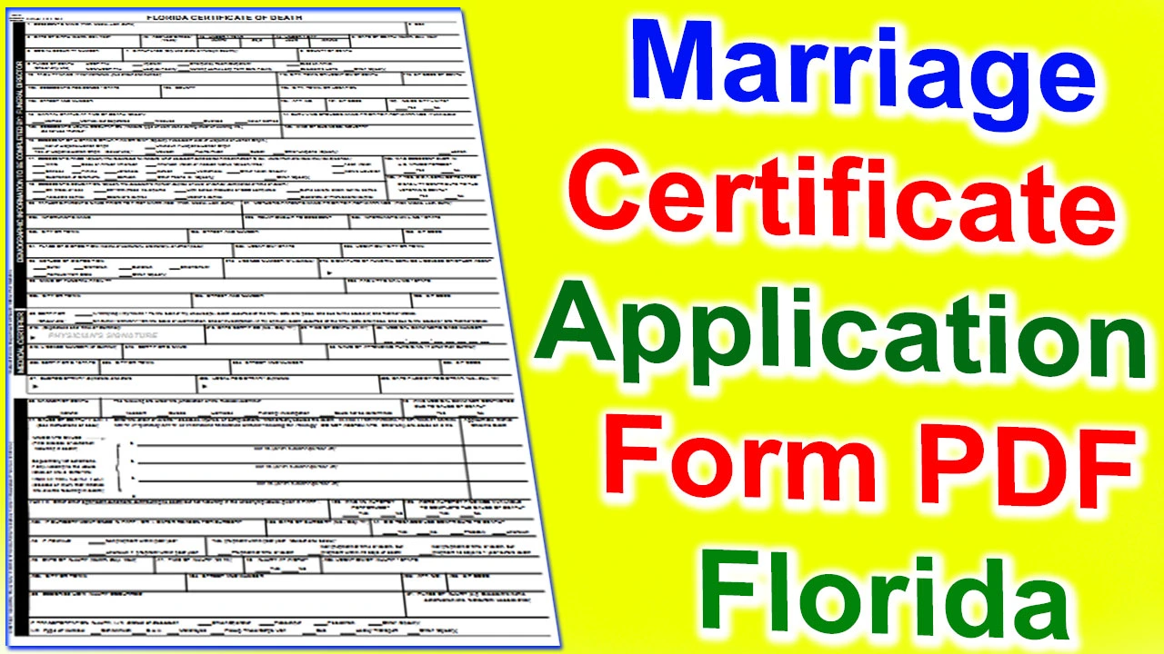Florida Marriage Certificate Application Form PDF