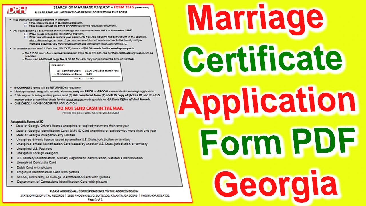 Georgia Marriage Certificate Application Form PDF