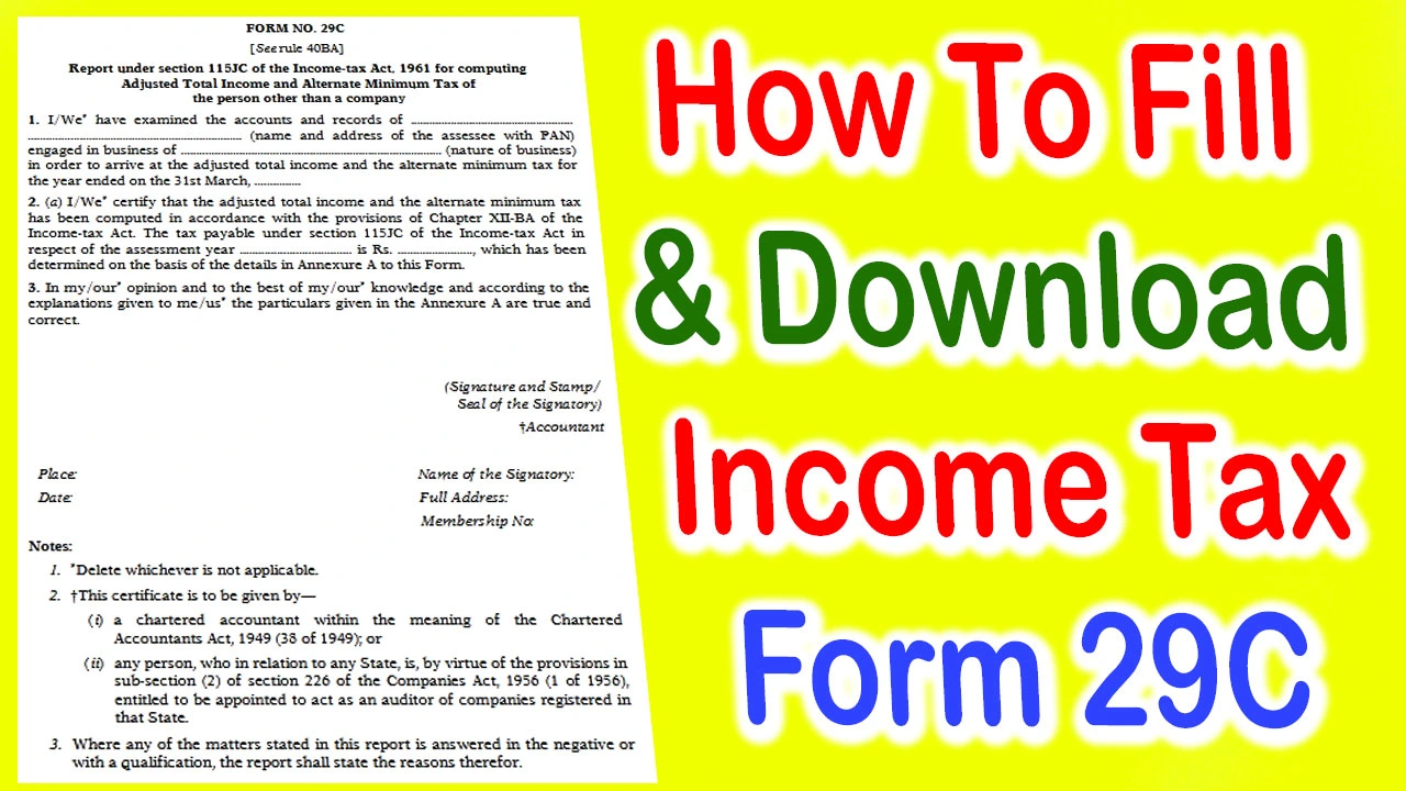 How To Fill And Download Form 29C Income Tax Online