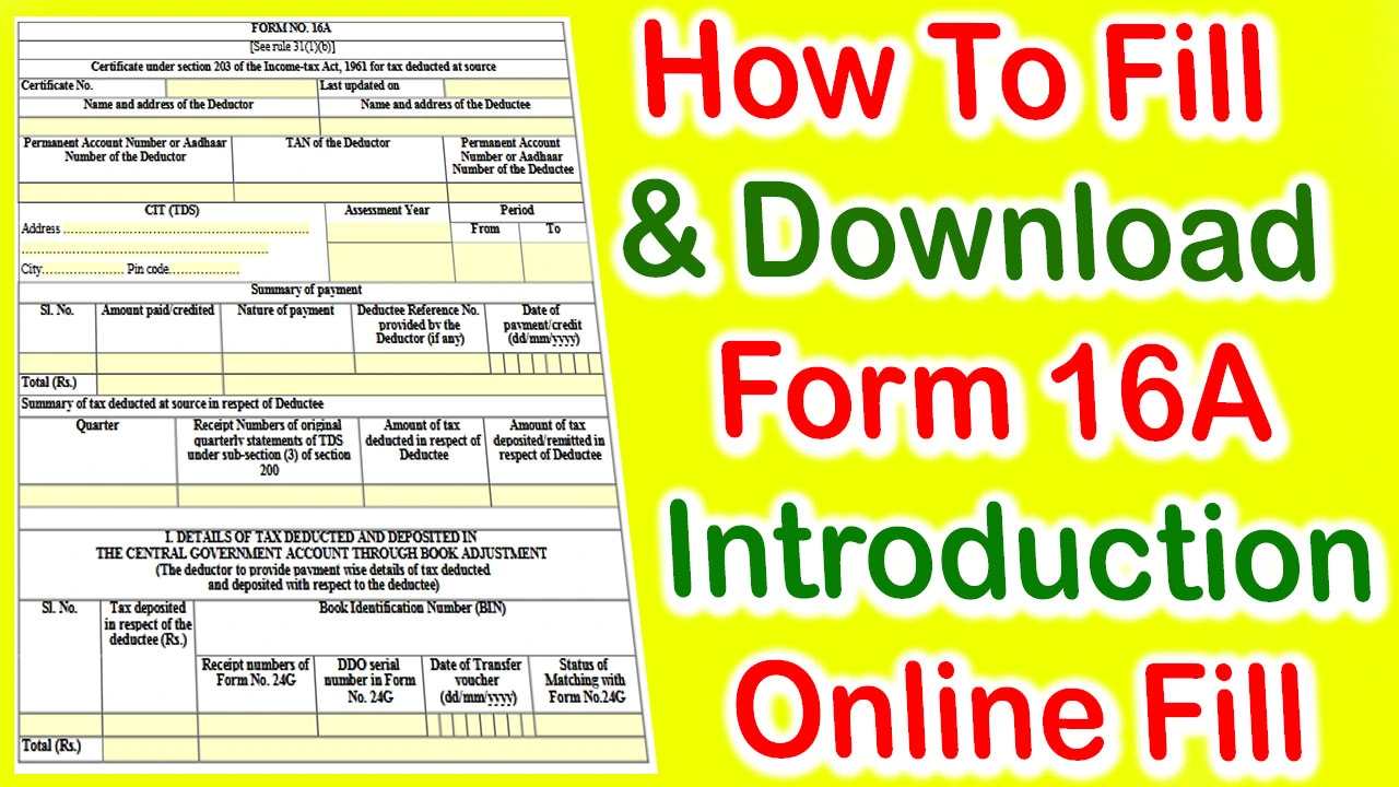 Income Tax Form 16A Download PDF