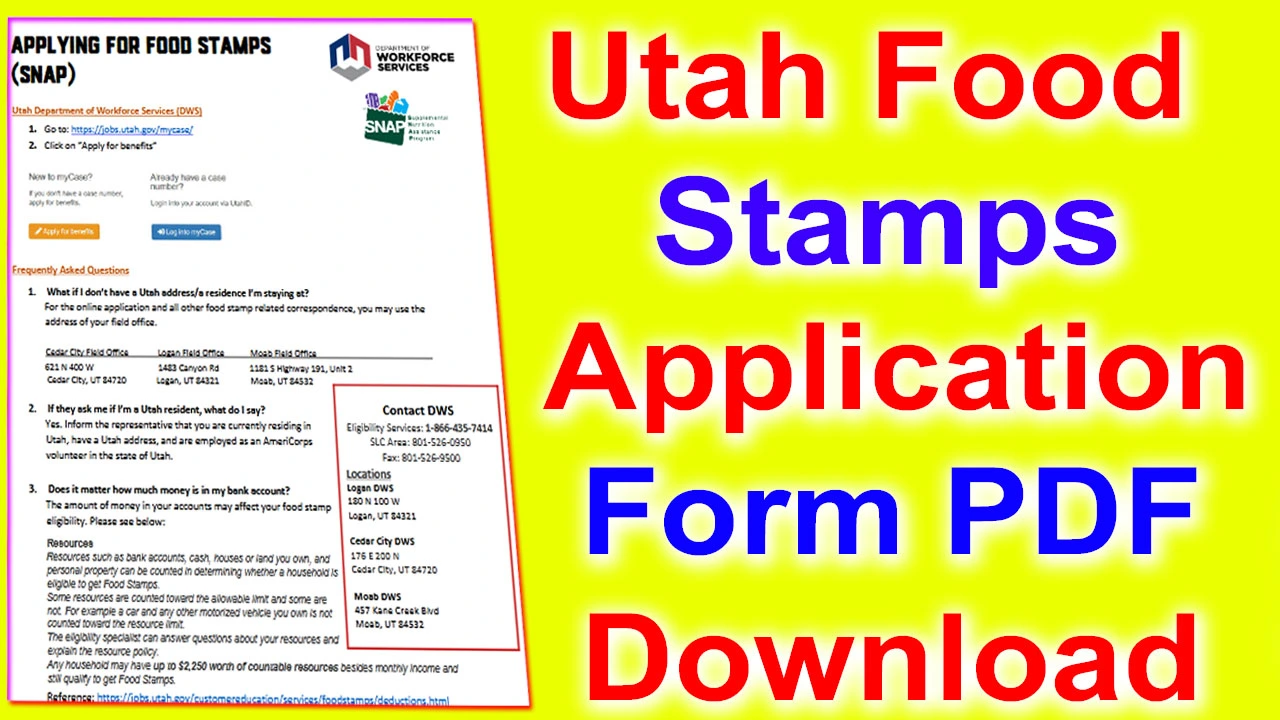 Utah Food Stamps Application Form PDF 2024