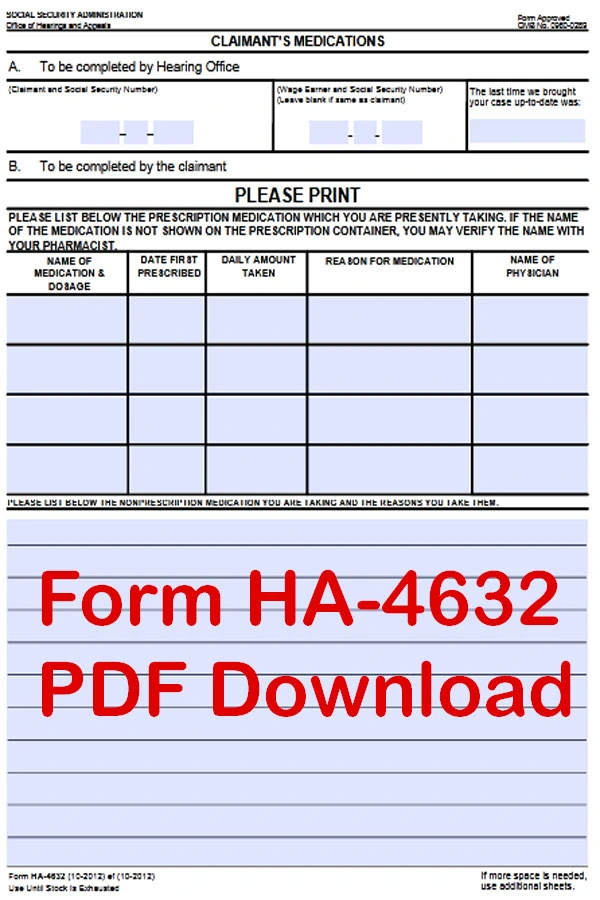 Form HA-4632 PDF Download, How To Fill Form HA-4632, Claimant's Medications Form, Form HA-4632 PDF, Form HA-4632 Download, Form HA-4632, Form HA-4632 Download PDF, Disability Form HA-4632, How To Download Form HA-4632 PDF, How To Fill Out Form HA-4632 PDF, Form HA-4632 Fill Online, Fillable Form HA-4632 PDF, Printable HA-4632 Form PDF, HA-4632 PDF 2023