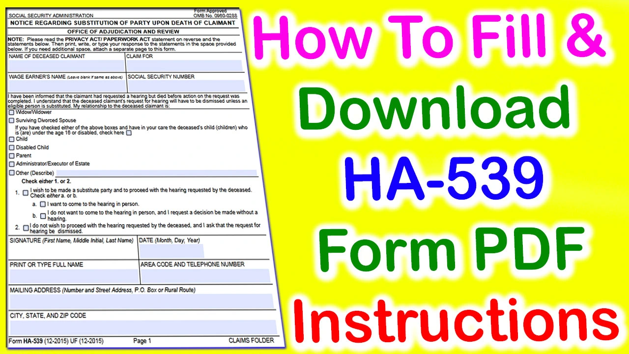 Form HA 539 PDF Download - Notice Regarding Substitution of Party Upon Death of Claimant