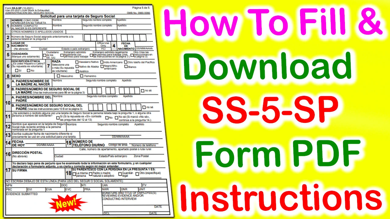 Form SS 5 SP Spanish PDF Download - How To Fill Out Form SS 5 SP PDF