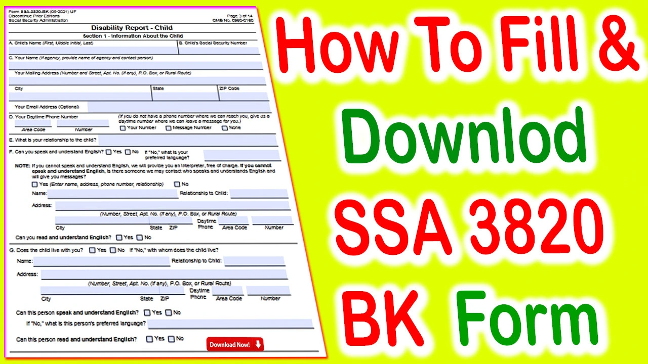 Form SSA 3820 BK PDF Download | How To Fill Form SSA 3820 BK PDF Download