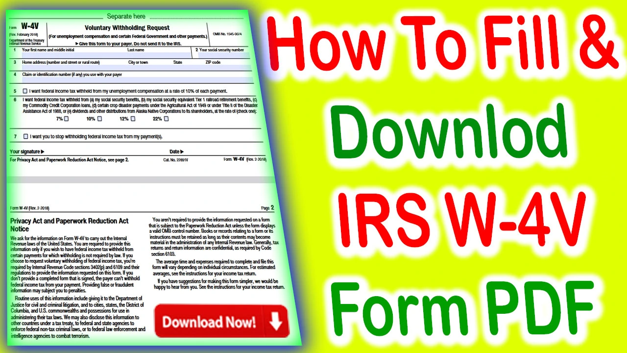 IRS W-4V Form 2024 PDF Download | How To Fill IRS W-4V Form PDF
