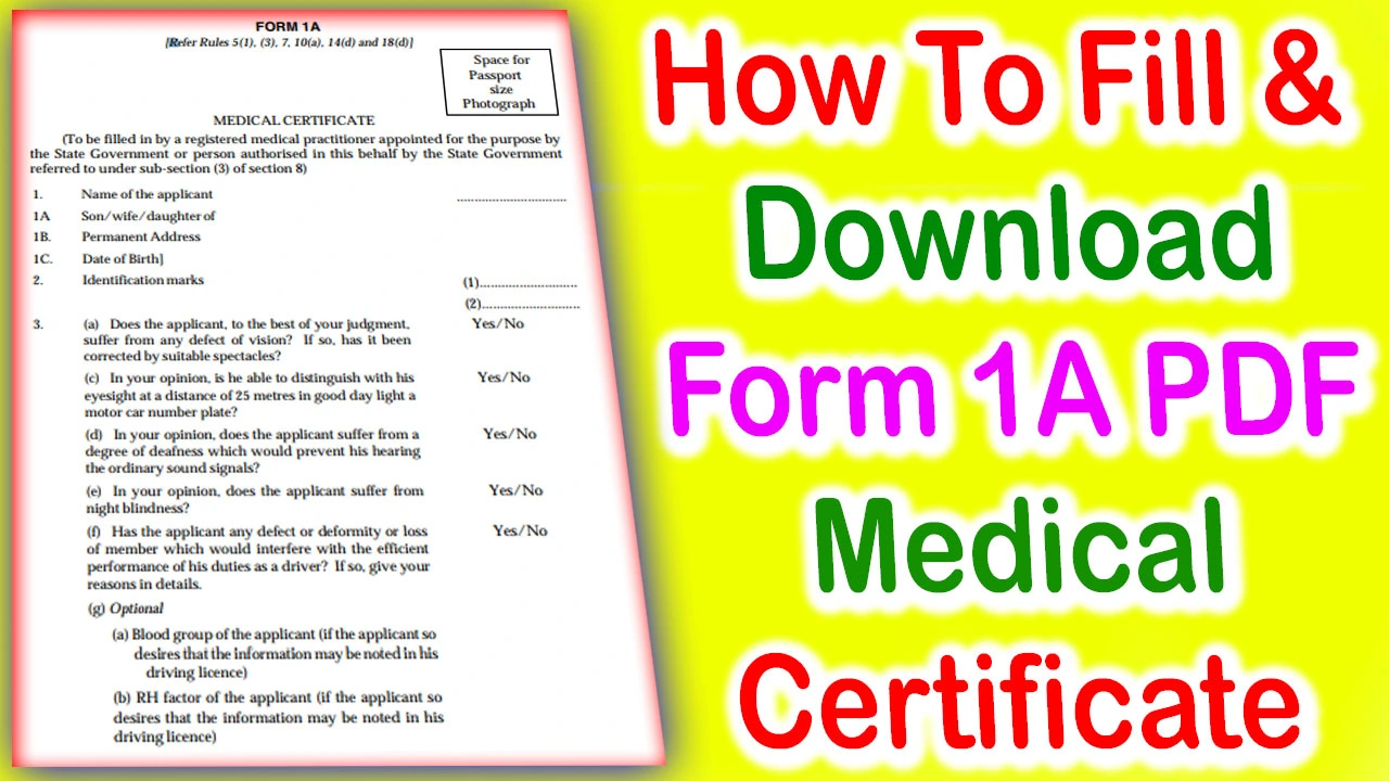 Medical Certificate Form 1A PDF Download - How To Fill Form 1A PDF
