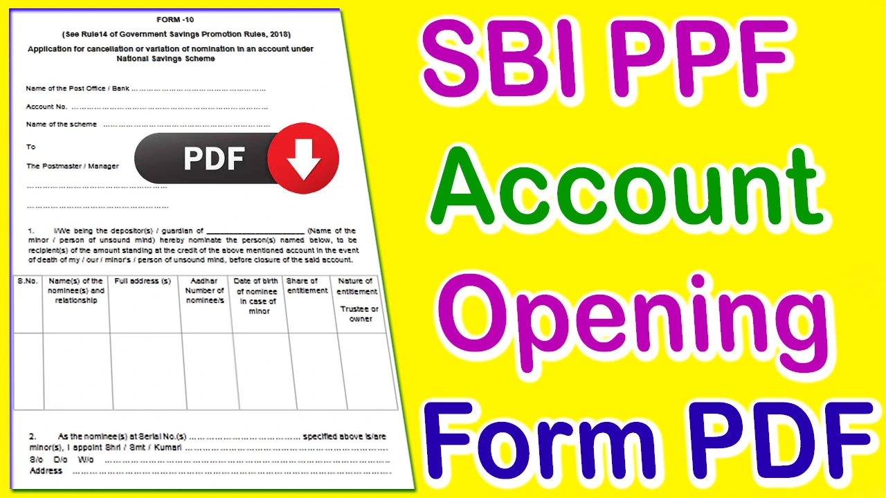 SBI PPF Account Opening Form PDF Download