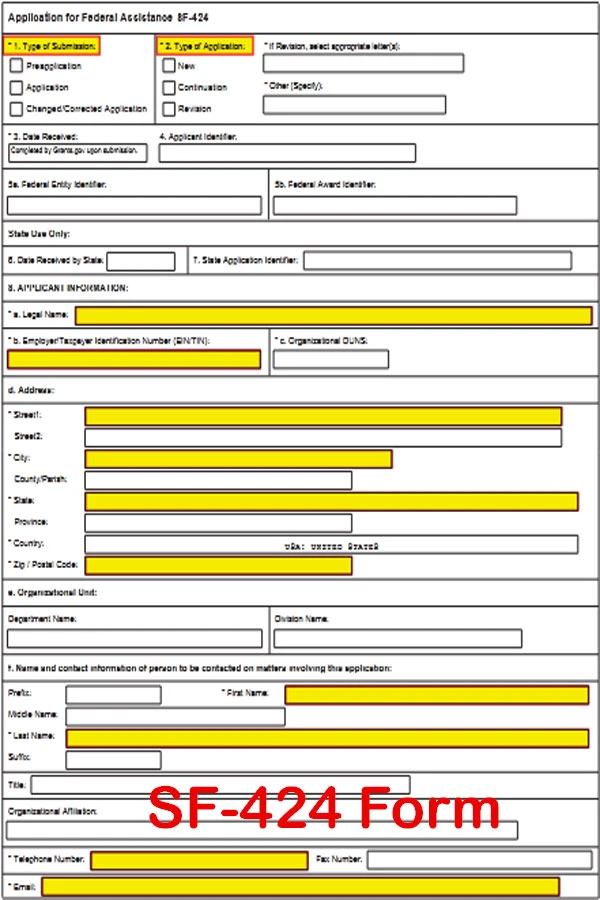 Form SF 424 PDF Download SF424 Form Fillable 2024