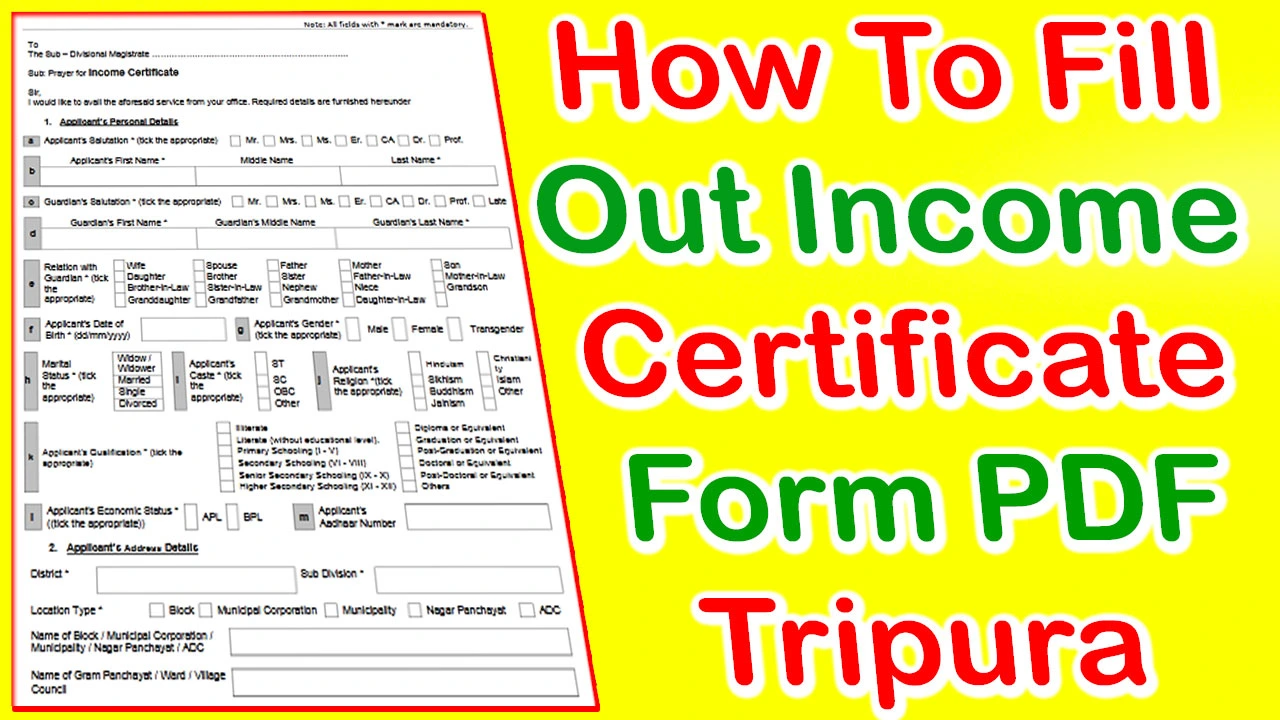 Tripura Income Certificate Form PDF Download