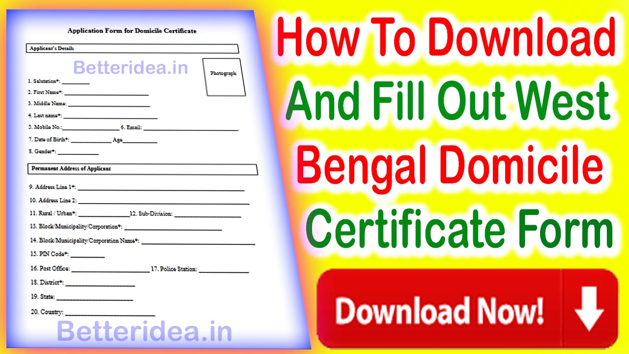 West Bengal Domicile Certificate Application Form PDF Download