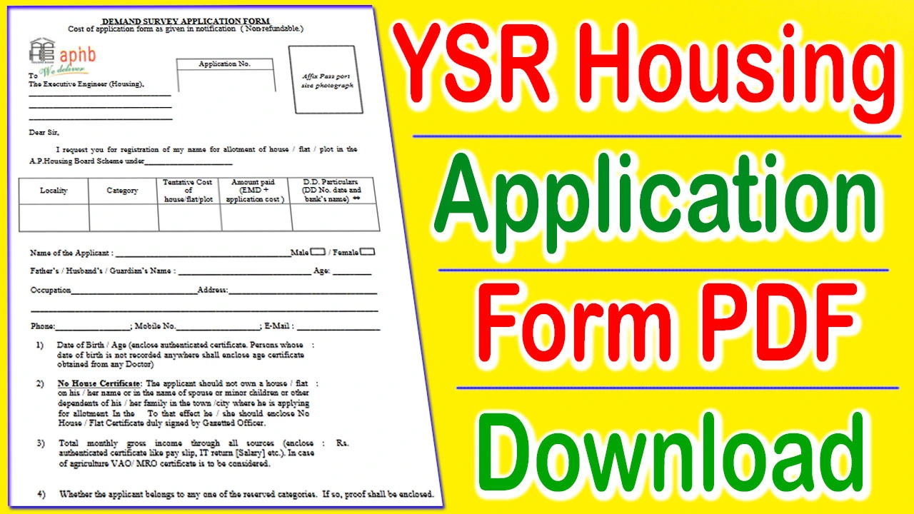 YSR Housing Application Form PDF 2024 | AP Housing Form 2024